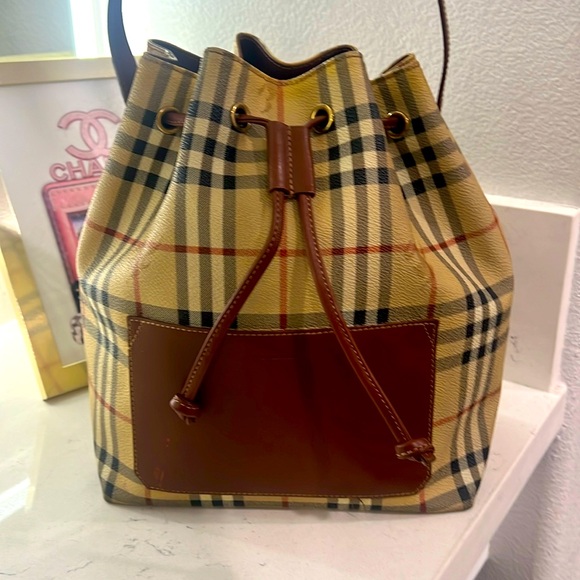 Burberry EUC Drawstring Bucket Crossbody - Picture 1 of 17